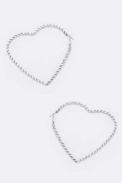 Over-Sized Chain Heart Hoop Set - EnChantes Closet Plus Size Boutique