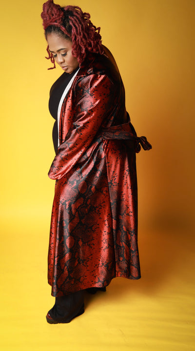 Pythoni Trench In Red - EnChantes Closet Plus Size Boutique