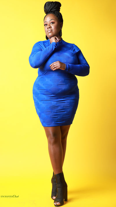 Diamond Mini Dress In Plus (Blue) - EnChantes Closet Plus Size Boutique