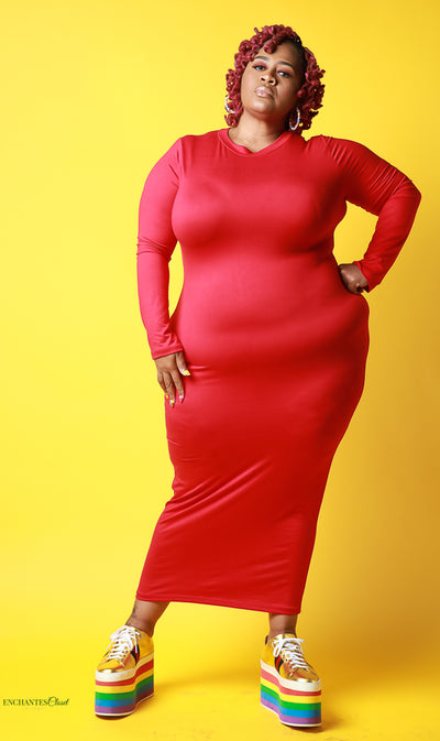 Simply Fierce Dress In Red - EnChantes Closet Plus Size Boutique